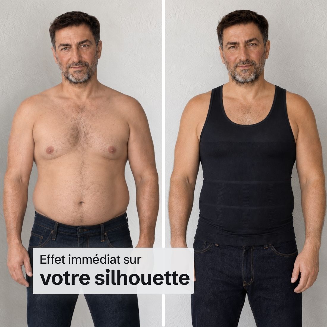 Sans puis avec le Débardeur Allure, ventre camouflé