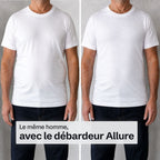 Même t-shirt blanc sans puis avec le Débardeur Allure, ventre camouflé